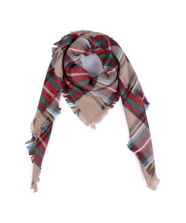 Smiry Womens Stylish Soft Winter Warm Large Tassels Plaid Wrap 55 Inches - Multi-color - C41860MTCTZ