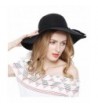 Women 100% Wool Wide Brim Cloche Fedora Floppy hat Cap - Black - CP120G8N40F