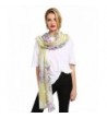 GERINLY Spring Scarves Stripe Blooming Peony Wrap Shawls - Golden Green - CG18C3X006U