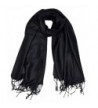 Peach Couture Princess Shimmer Scarf Pashmina Shawl with Fringes - Black - CR186ONC2M5