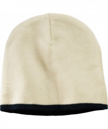 Port & Company Men's Beanie Cap - Natural/Navy - C311QDRABK9