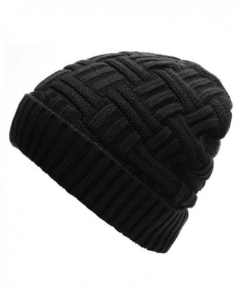 Odema Mens Winter Warm Knitting Hats Wool Baggy Slouchy Beanie Hat Skull Cap - Black-1 - CO1888UZ7YG