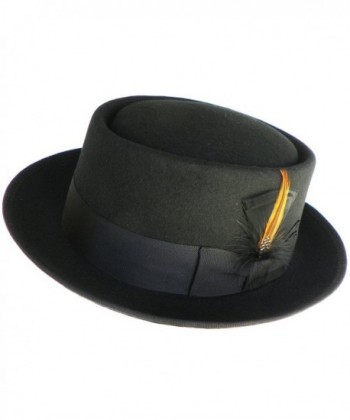 Wool Felt Porkpie Hat Bad Walter White Style Heisenberg Fedora - Black - C312MZE7H0C