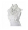 Luweki Fashion Lace Tassel Sheer Burntout Floral Print Triangle Mantilla Scarf Shawl - White - CS12MZ61LX4