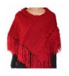 Light Weight Stylish Twist Cable Knit/Knitted Fringe Poncho/Cape/Capelet Red - CB11H2FPKAH