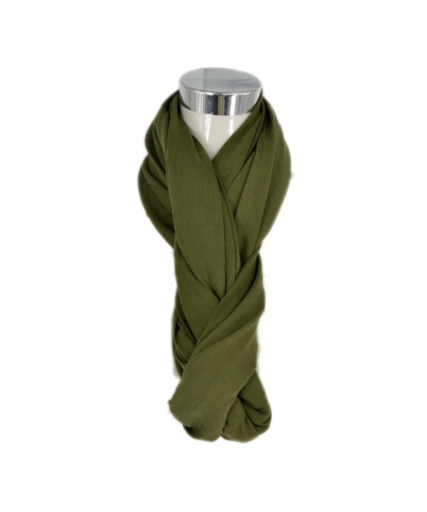 HERRICO Solid Color Cotton Scarves Ladies Circle Neck Warmer Wraps Loop Scarf Snood - Army Green - CV12C2QVNR5