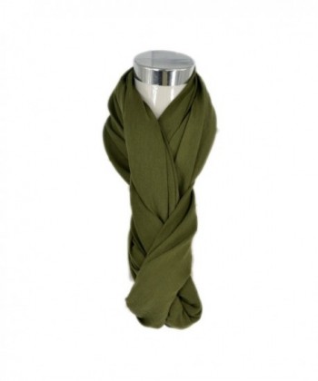 HERRICO Solid Color Cotton Scarves Ladies Circle Neck Warmer Wraps Loop Scarf Snood - Army Green - CV12C2QVNR5