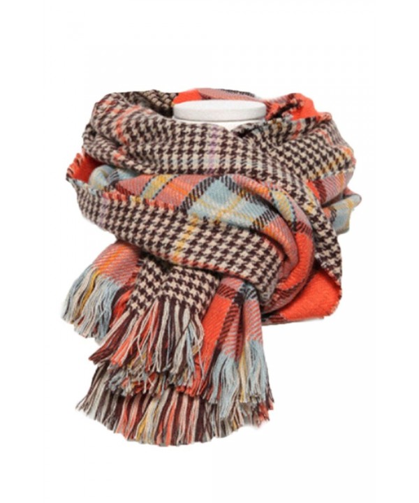 Pink Queen Women Men Unisex Classic Houndstooth Reversible Warm Scarfs and Wraps - Orange - CP11QHV55UX