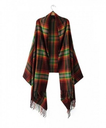 FFLMYUHULIU Women's Comfort Long Scarf Blanket Tartan Checked Poncho Shawl Wrap Cape - 0771-03 - CT186HMI4I0