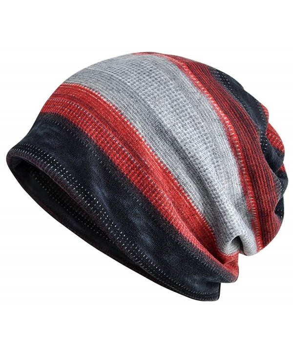 Jemis Womens Cotton Chemo Hat Beanie Scarf - Beanie Cap Bandana For Cancer - Black Gray Red - CU18799RL5K