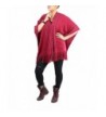 V-Neck Poncho with Tassels and Metallic Threaded Braids - Dark Red - CA1261FX353