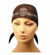 Rhinestone Skull Cap - Biker Caps Skull w/Barbed Wire on Black Headwraps - CM12ELHNA05