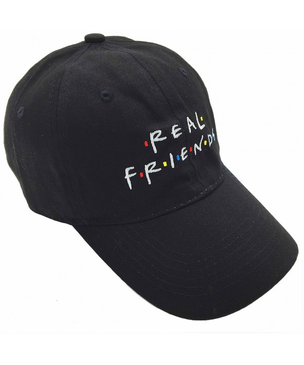 liujiangtao Real Friends 3D Embroidered Baseball Cap Adjustable Dad Hat Snapback - Black - C01855HOSAD