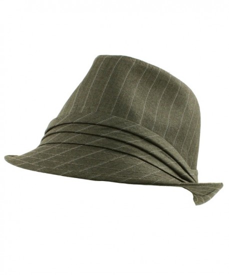 Men's Summer Classic Pinstripe Suit Fedora Trilby Hatband Hat - Gray - C511DJVZ559