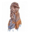 Achillea Two Tone Vintage Jacquard Paisley Pashmina Shawl Wrap Scarf - Orange Light Blue - C8185LLYY7G