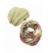 Wrapables Plaid Print Infinity Winter Scarf and Beanie Hat Set- Red and Green - CU12ODYPI8C