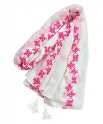 GERINLY Embroidery Womens Scarf Lightweight Summer Shawl Wrap - White - CY180CIZUYN