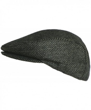 Broner Wool Herringbone Flap Black in Men's Newsboy Caps