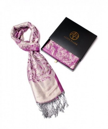 Alice Blake Premium Metallic Floral/Paisley Pashmina Scarf Shawl Wrap w/Gift Box - Purple - CT12OCKLFAJ