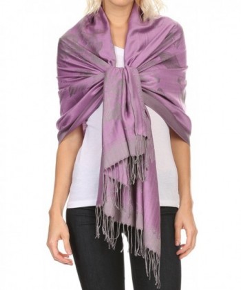 Sakkas Afreda Floral Paisley Scalloped Border Pashmina/ Shawl/ Wrap/ Stole - Lavendar Grey - CG12FAFLSLF