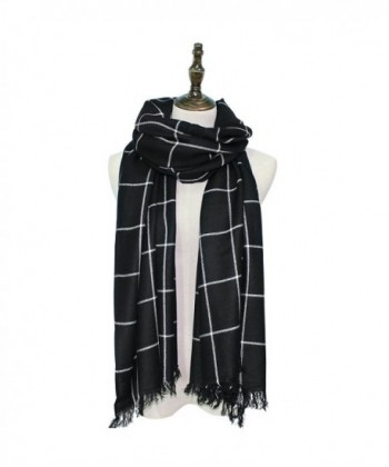 Hippih Womens Warm Soft Scarf Fashion Lattice Wrap Winter Large Blanket Shawl(Black) - CU186DI6KTH