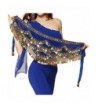 Pilot-trade Women's Triangular Belly Dancing Hip Scarf Wrap Skirt with Gold Coins - Navy Blue - CO12O0S8LVN