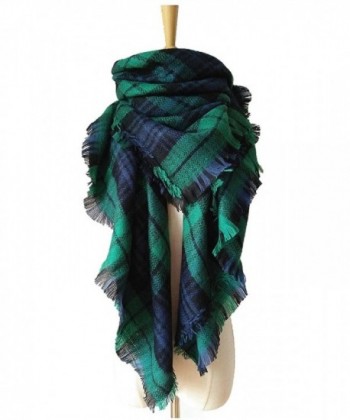 ZOMOY Women's Scarf Scarves Tartan Plaid Blanket Long Shawl Big Grid Winter Warm - Green - C9185K9GN2X