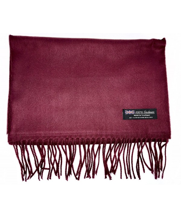 Ultra Soft Luxurious Cashmere Winter Scarf Made in Scotland Men Women Solid Plaid - Wine - CC1896RZ7N4