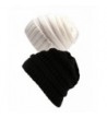 Echo Paths Unisex Knit Winter Warm Cozy Chunky Cable Slouchy Skully Beanie Thick Hat - Black and White - CH184YLXRIN