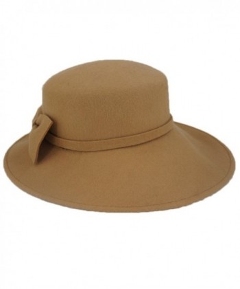 Koola's Hat Lady Wool Felt Hat Fedora Bowknot Leisure Cap Winter Hat - Brown - CB185UCZ85Y