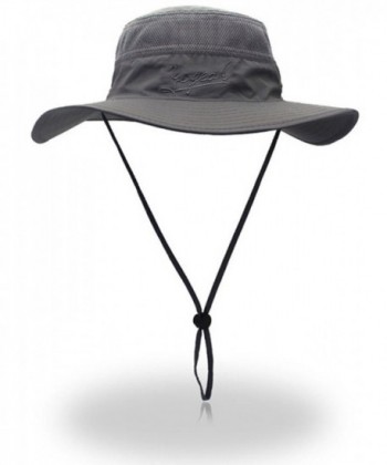 Outdoor Sun Protection Hat Wide Brim Bucket Hats UV Protection Boonie Hat 56-62cm - Dark Grey - C3182INWC50