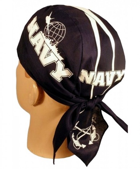 Skull Cap Biker Caps Headwraps Doo Rags - US Navy on Navy - CE12ELHNCBX