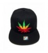 Marijuana Weed Snapback Kush Leaf Embroidered Men's Adjustable Baseball Cap Hat - All Black/Rainbow - CU183XNOYTG