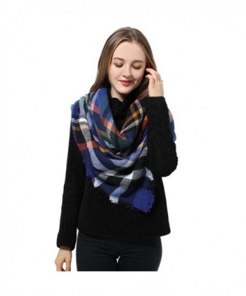 Blanket Scarf Womens Plaid Scarf Scarves for Women Checked Winter Scarf Shawls and Wraps - C: Blue - C1186TG3C26