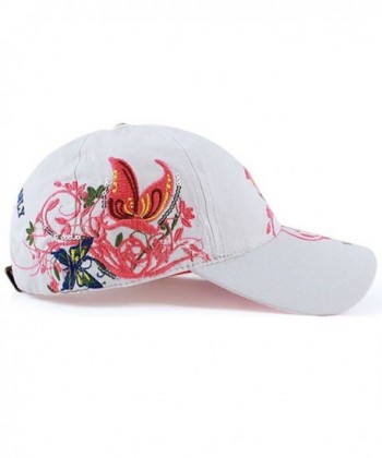 Sunsen Women Flowers Adjustable Baseball Cap Butterfly Embroidered Golf Hat - CD1261AHFQ5