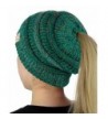 C.C BeanieTail Cotton Blend All Season Daily Messy High Bun Ponytail Beanie Hat - Confetti Sea Green - C2189Q9GEOZ