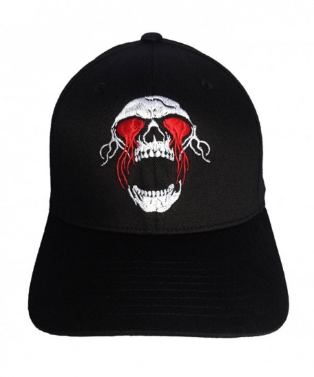 Skull Embroidery on a Flexfit Hat. - Black - CW11OT5O2BH