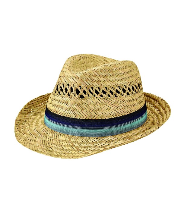 San Diego Hat Company Men's Ombre Band Seagrass Fedora Hat - Natural - CM12MZDK4XY