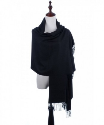 BYOS Versatile Oversized Soft Cashmere Shawl Scarf Travel Wrap Blanket W/ Tassels- Many Colors - Black - C5186H496UN