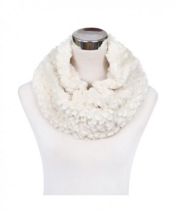 Soft Small Faux Fur Diamond Solid Color Warm Infinity Circle Scarf -Diff Colors - Cream - CK127X9OTMH