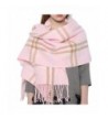 Women's Shawl Pocket Scarf Stylish Warm Soft Plaid Double Sided Wearing with Tassel - Pink - C112O0PNB4V