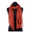 BYOS Womens Airy Crinkled Soft Lightweight Oversized Shawl Scarf in Solid Color - Rusty Orange - CB12IPTZXLZ