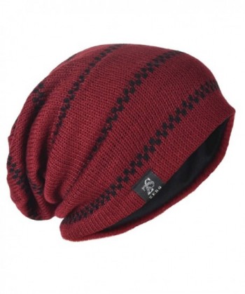 Wimdream Slouchy Beanie Hat For Men Summer Skull Caps Oversized B734 - Claret - CR185GXG4R9