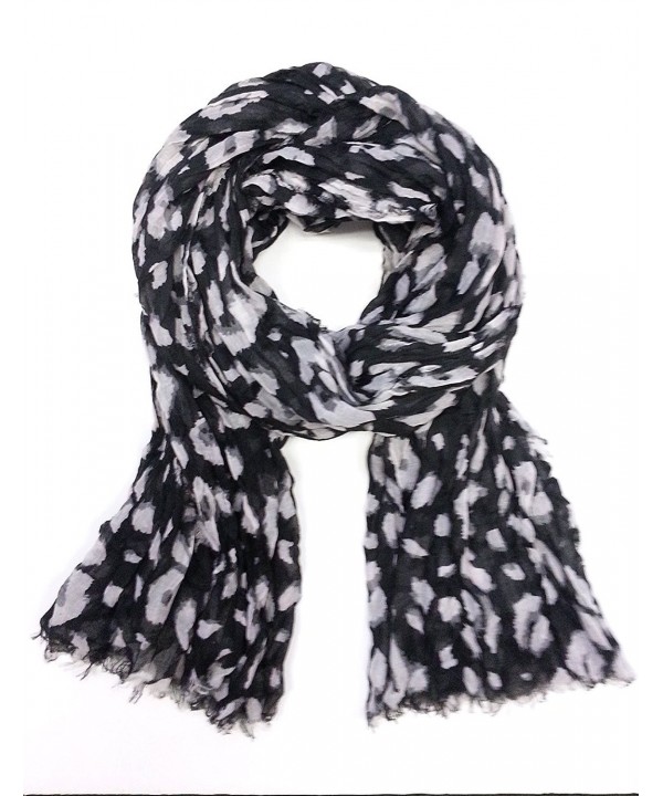 Louis Style Leopard Animal Print Scarf - Black - CU110ZEQXVD