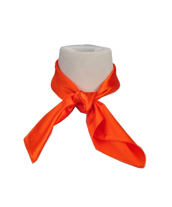 Women's Fashion Soft Satin Square Scarf Set Head Neck Multiuse Solid Colors Available - Orange - C012IOA9QPD