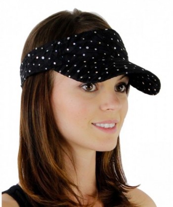 Glitter Sequin Visor with Flowers for Ladies - Black - C4118Q5FVVV