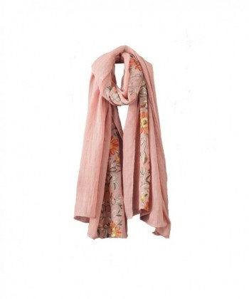 Welltogther Womens National Style Lightweight Neck Scarves Flower Wrap Shawl &iexcl&shy - Pink - CB1880WXGLH
