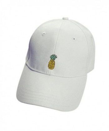 OVERMAL Unisex Pineapple Hats Hip-Hop Adjustable Peaked Hat Casual Baseball Cap - White - CN1853CT7CC