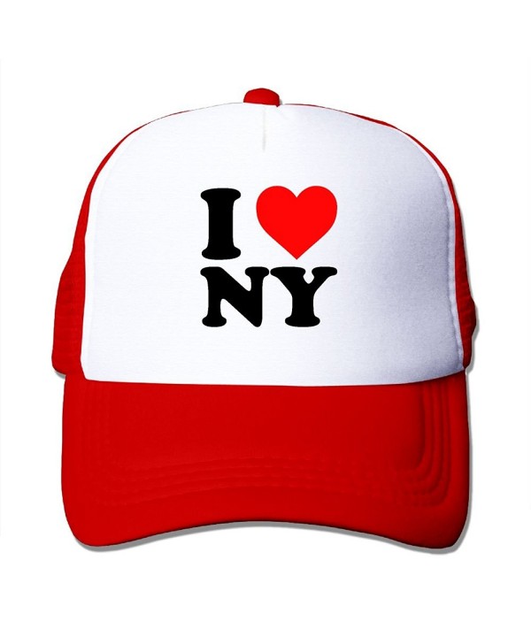Adult I Love New York Mesh Sun Visor Cap Black - Red - CZ187LRK432