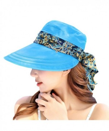 ABLE Wide Brim Cap Visor Hats UV Protection Sun Hats With Neck Cover For Women - Blue - CW183ISOAKU